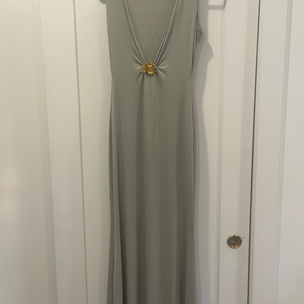 Meshki Plunge Maxi  Dress with Floral Hardware